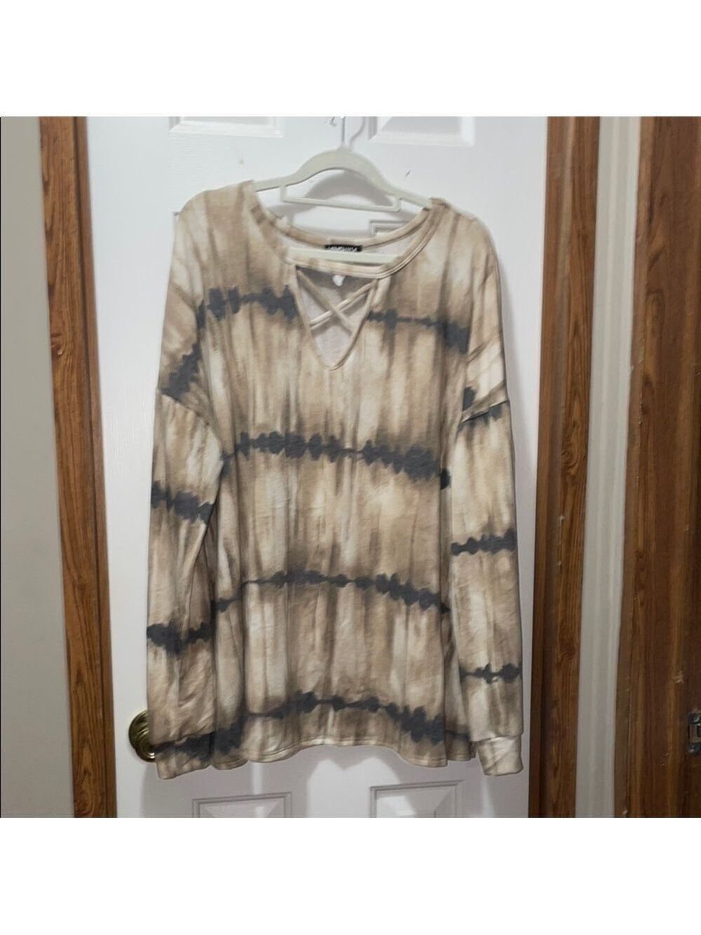 HEIMISH USA Tie-Dye Long Sleeve Top - Beige and Gray 3X EUC